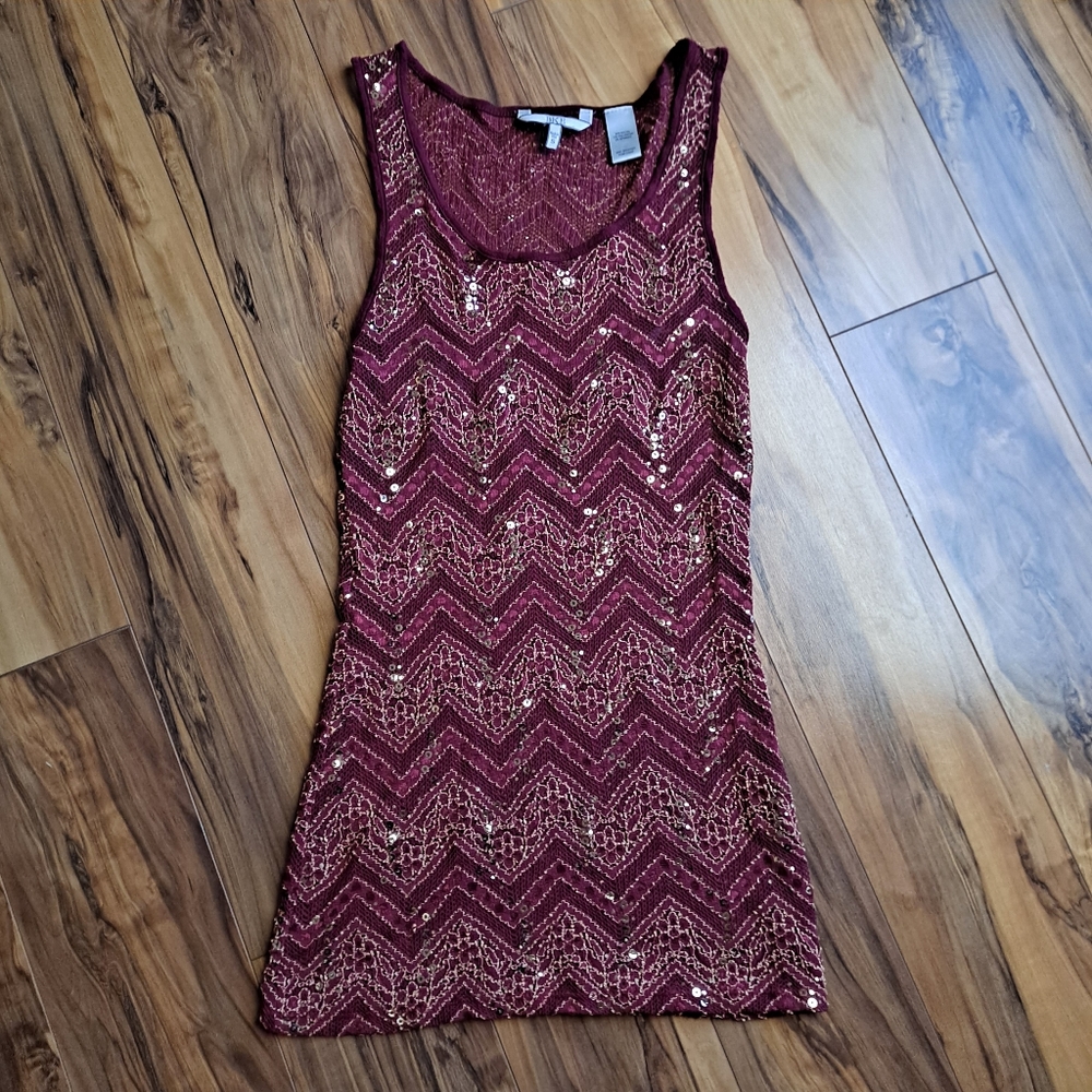 Boho sequined lace tank size small BKE